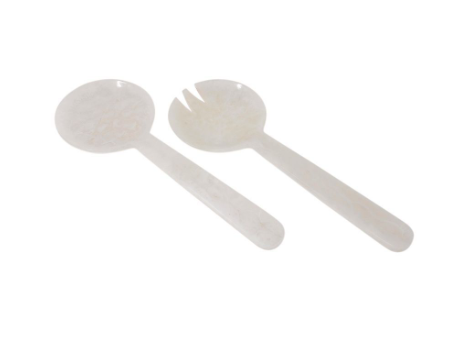 White Resin Salad Servers Length 12.2in Set of 2