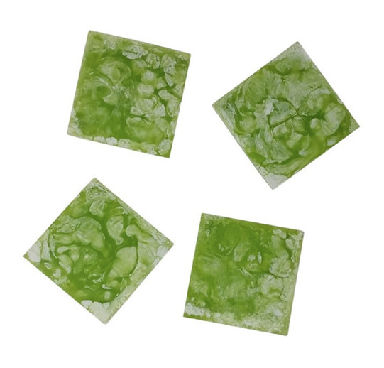 Abstract Square Coasters 4in Lime Green