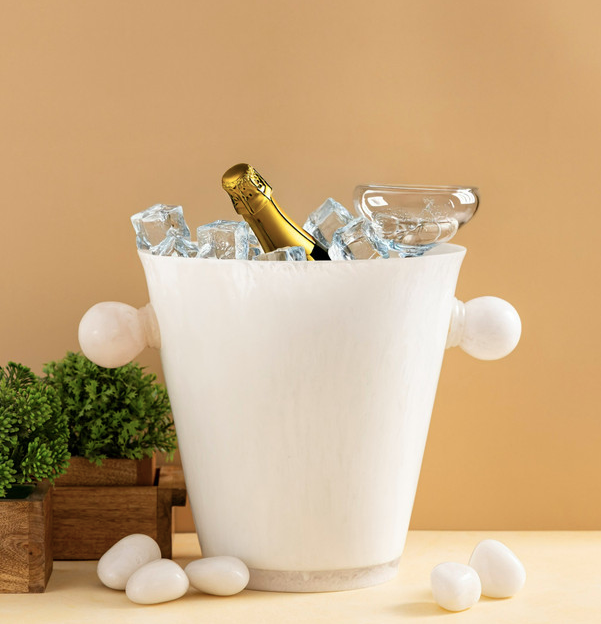 Ice Bucket with Handles 14in  Matt White