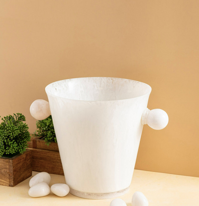 Ice Bucket with Handles 14in  Matt White