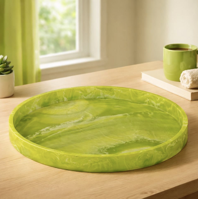 Lg Green Resin Round Tray