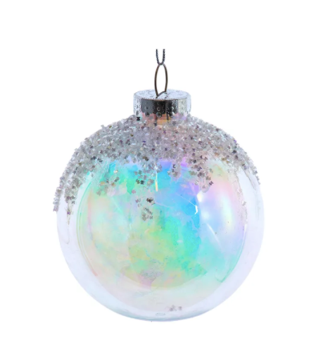 120mm Plastic Glittered Iridescent Ball Ornament