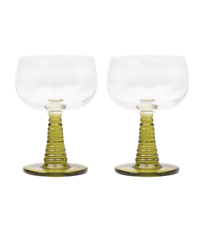 The Romy Wine Glasses Olive Set of 2