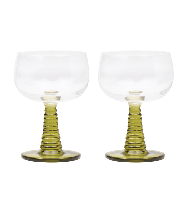 The Romy Wine Glasses Olive Set of 2