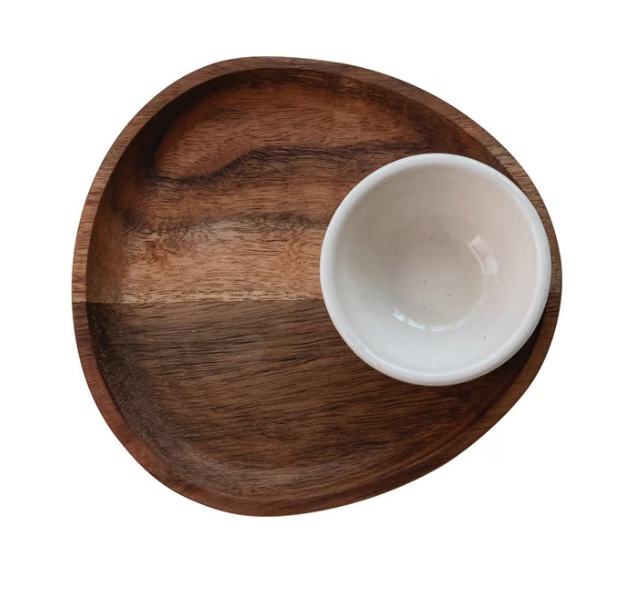 Acacia Wood Serving Tray Set