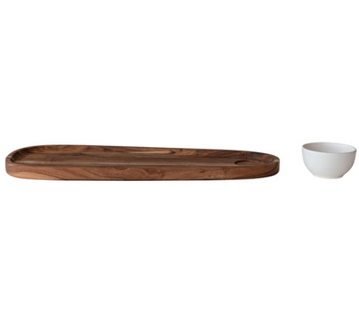 Acacia Wood Serving Tray Set Bowl