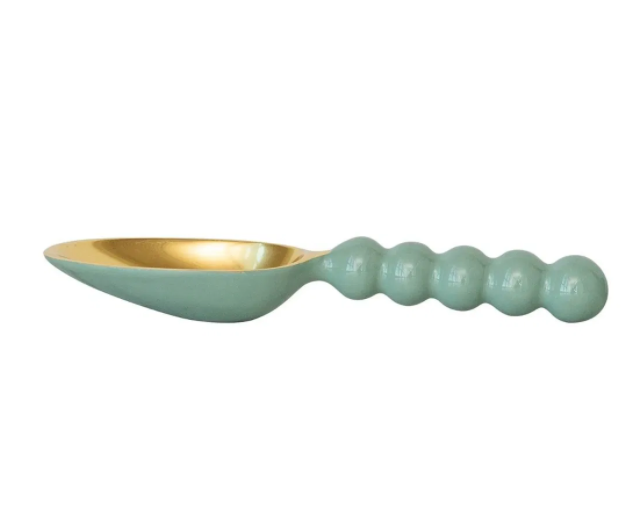 Enameled Aluminum Scoop Mint Gold