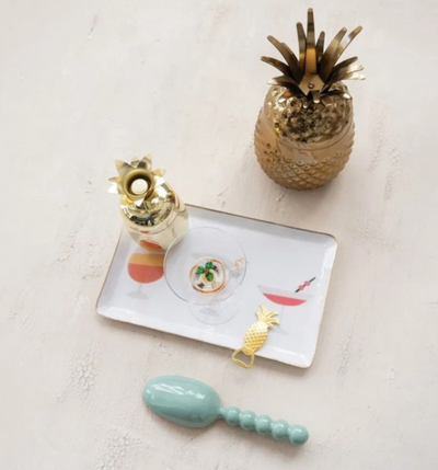 Enameled Aluminum Scoop Mint Gold
