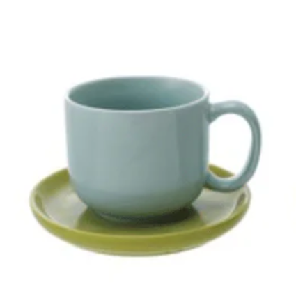 Stoneware Mug with Saucer