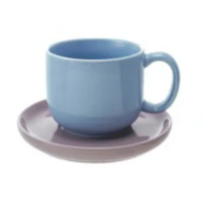 Stoneware Mug with Saucer