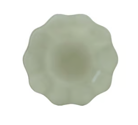 Opaque Glass Scalloped Plate Sage