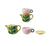 Ceramic Teapot w Rose Shaped Mug Saucer Set