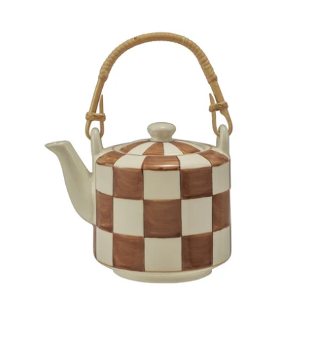 Stoneware Teapot w Checked