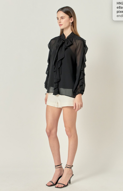 Riana Peekaboo Blouse Black