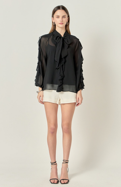Riana Peekaboo Blouse Black