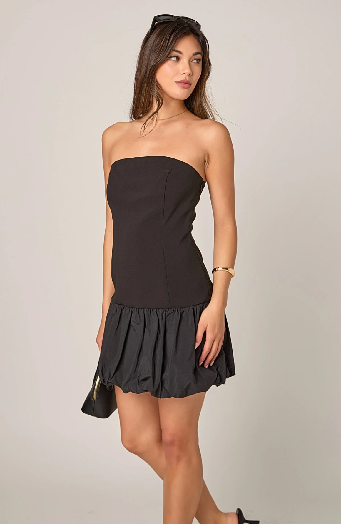 Strapless Bubbled Mini Dress Black