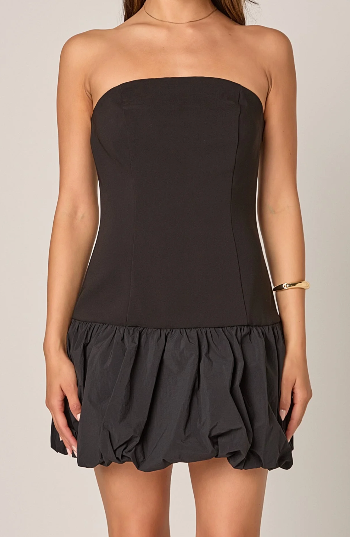 Strapless Bubbled Mini Dress Black