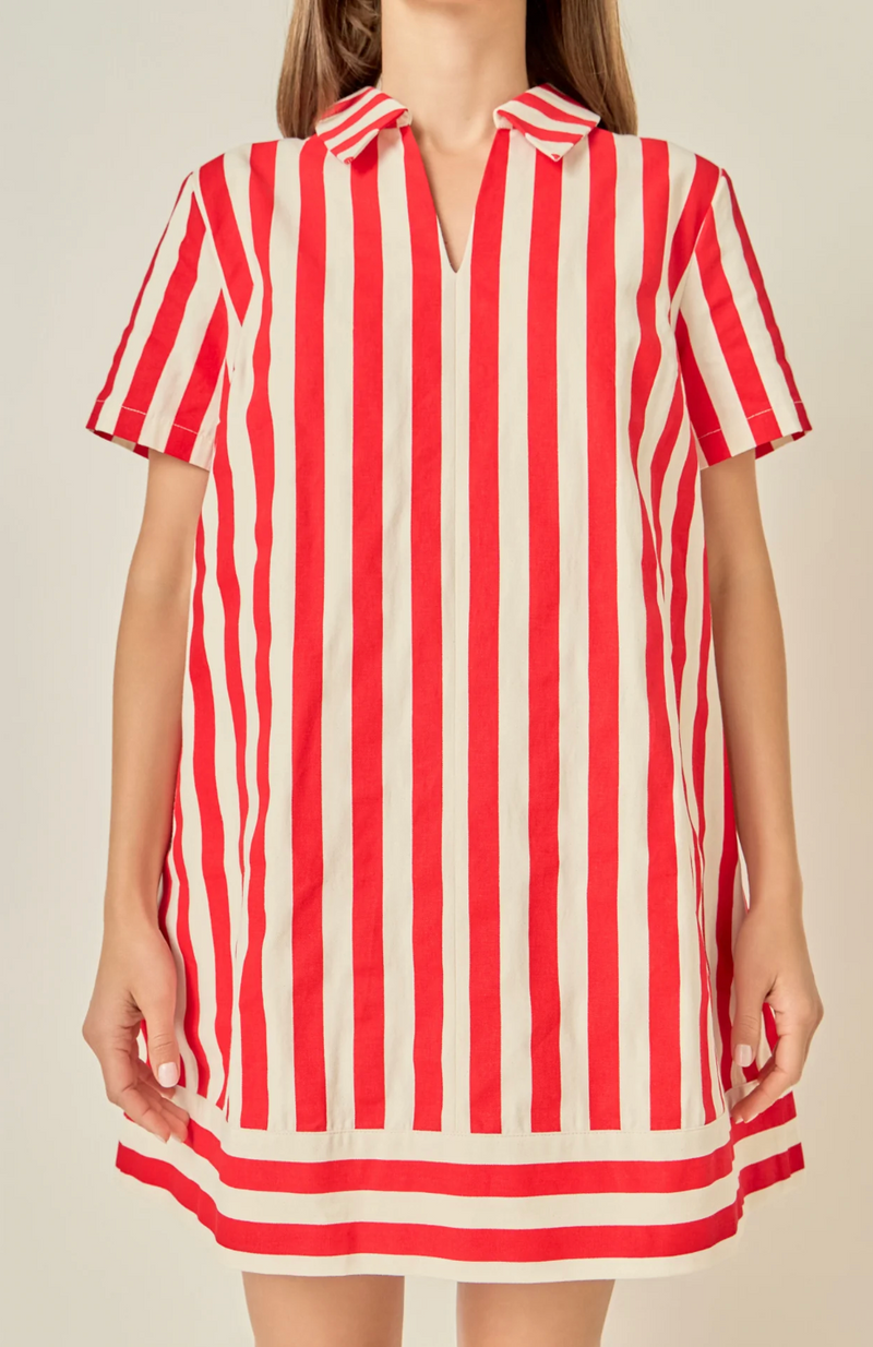 Rita Striped Mini Shirt Dress