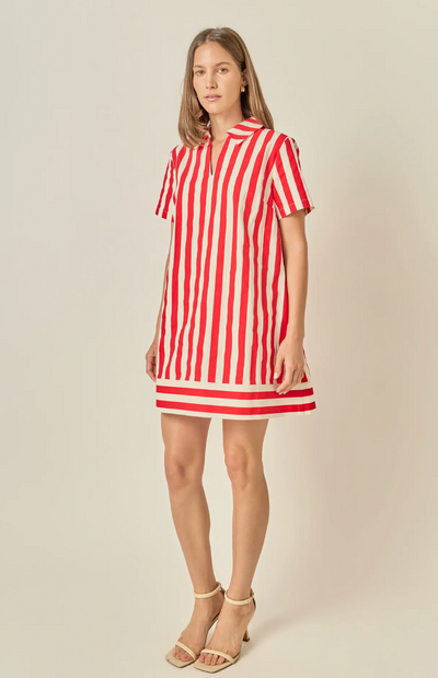Rita Striped Mini Shirt Dress