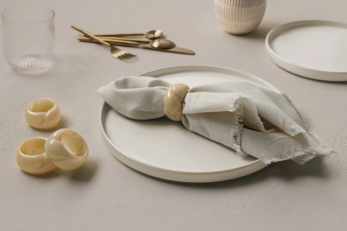 Ivory Resin Napkin Ring Set of 4