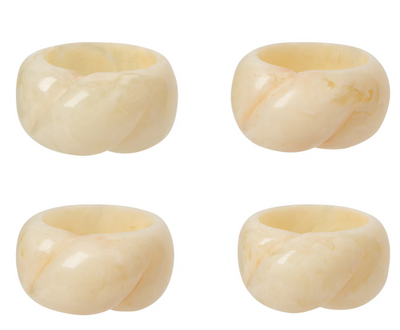 Ivory Resin Napkin Ring Set of 4