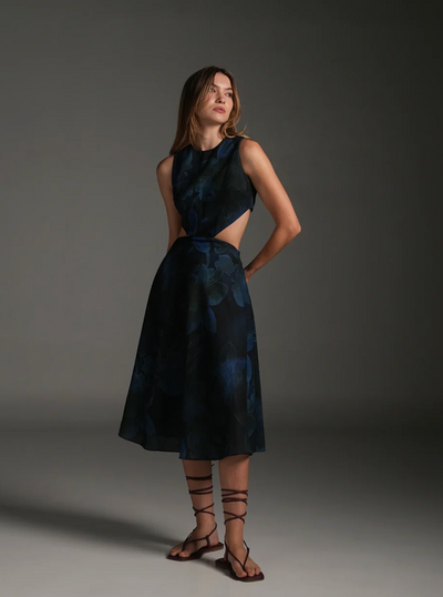 Night Maria Linen Midi Dress