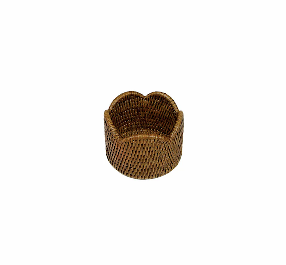 Rattan Scalloped Wine Coaster in Natural