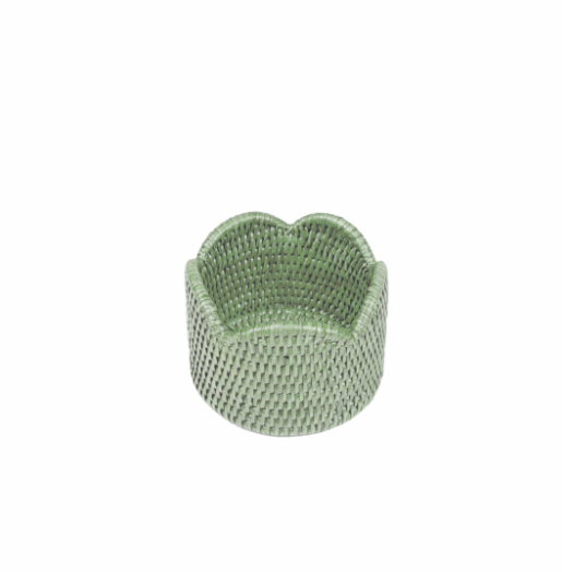 Rattan Scalloped Wine Coaster in Green