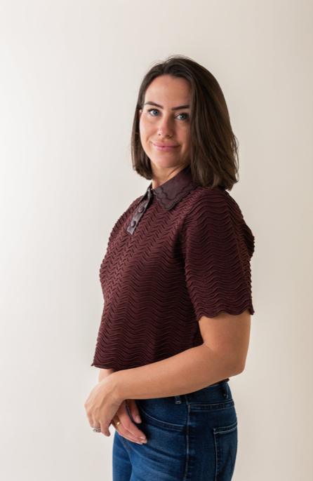 Delphine Top in Plum Brown