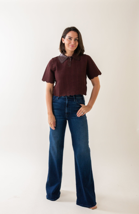 Delphine Top in Plum Brown