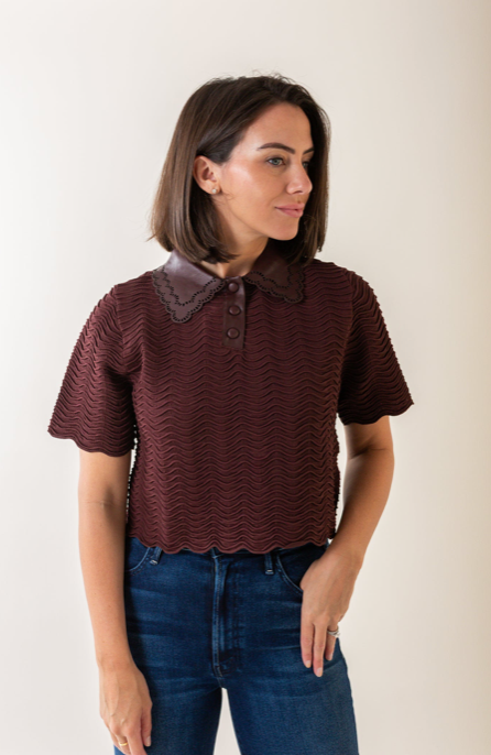 Delphine Top in Plum Brown