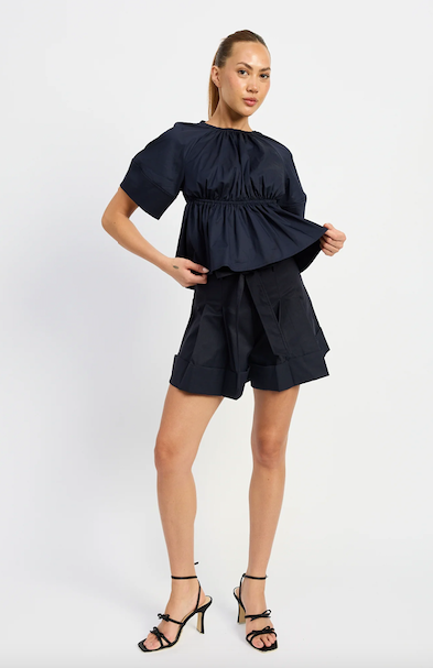 Melody Babydoll Blouse Navy