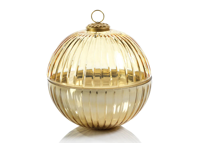 Etched Glass Ornament Ball Scented Candle Gold S