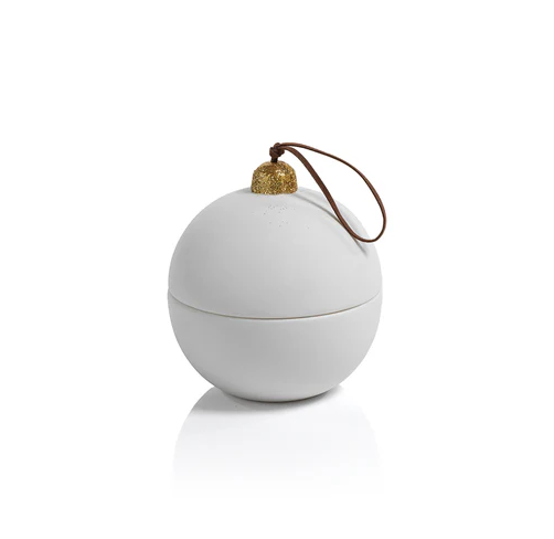 Scented White Porcelain Ornament Candle with Green Wax