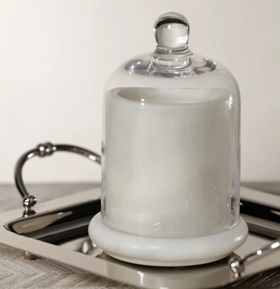 Marbella Scented Candle Jar w Cloche Water Lotus