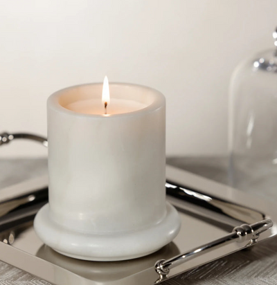 Marbella Scented Candle Jar w Cloche Water Lotus