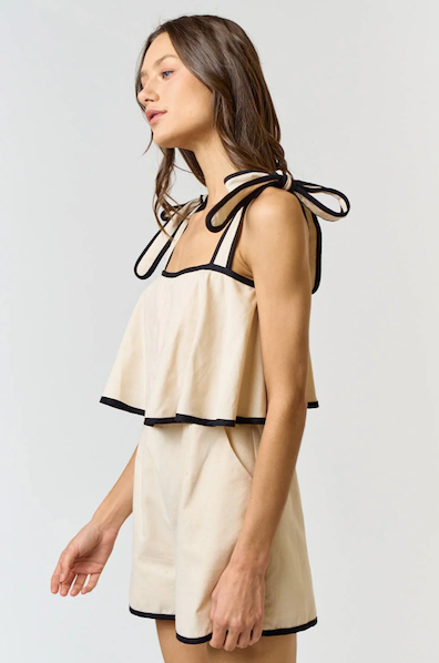 Rued Romper Aotmeal Black