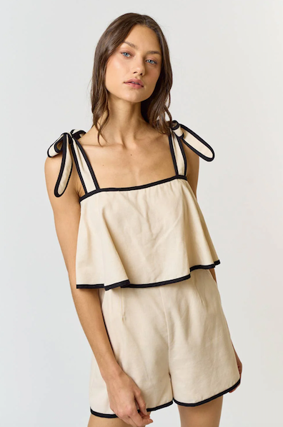 Rued Romper Aotmeal Black