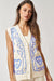 Sweater Vest Top Cream Blue