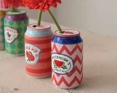 Soda Can Shaped Vase with Decal