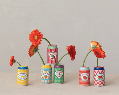 Soda Can Shaped Vase with Decal