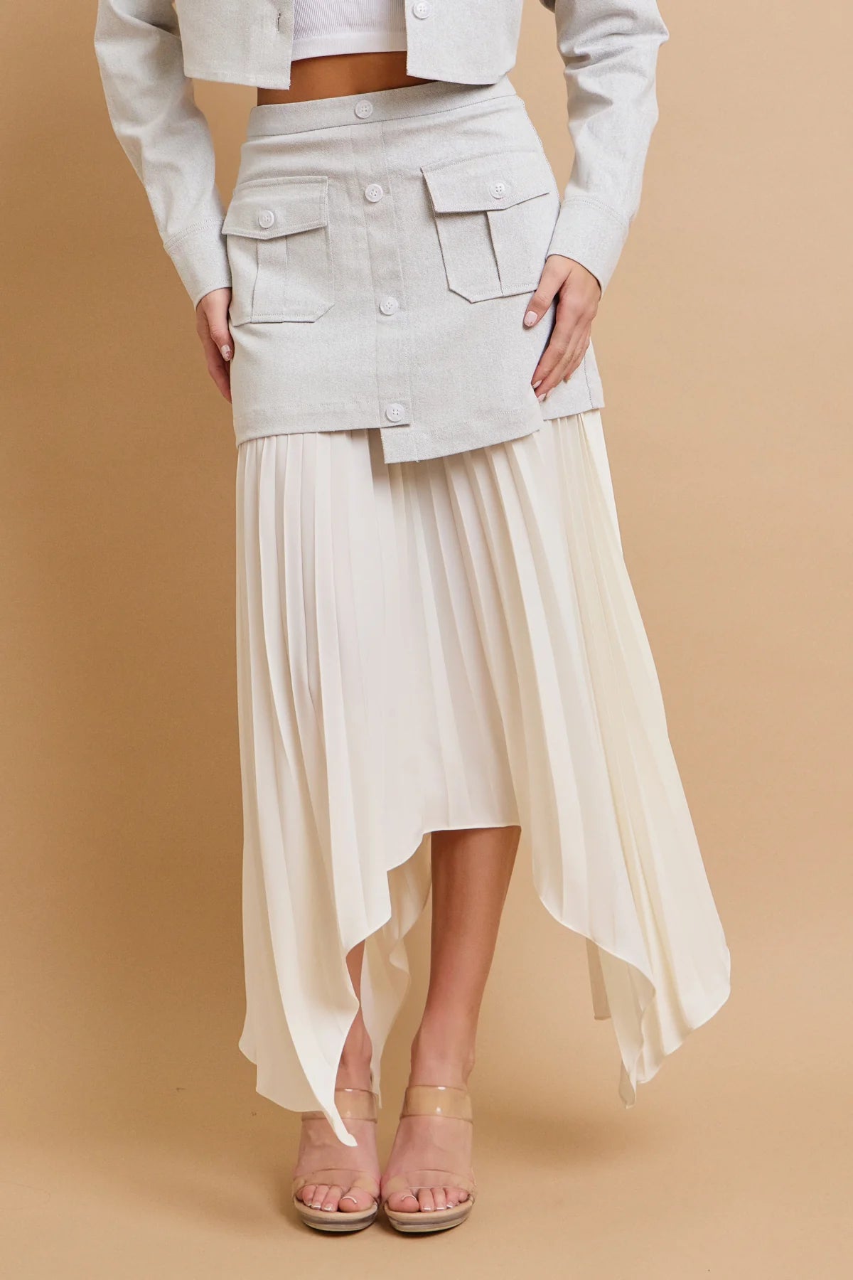 Tatian Skirt Asymmetrical Grey White