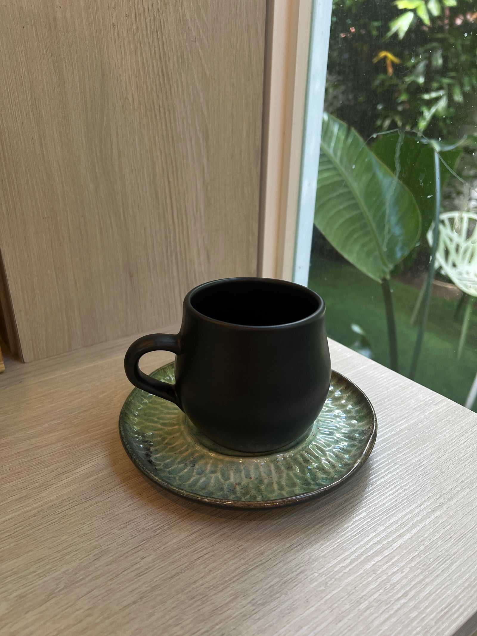 Set Mug Plate Black Green