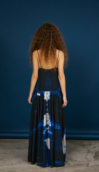Flor Dress Navy Brushstroke