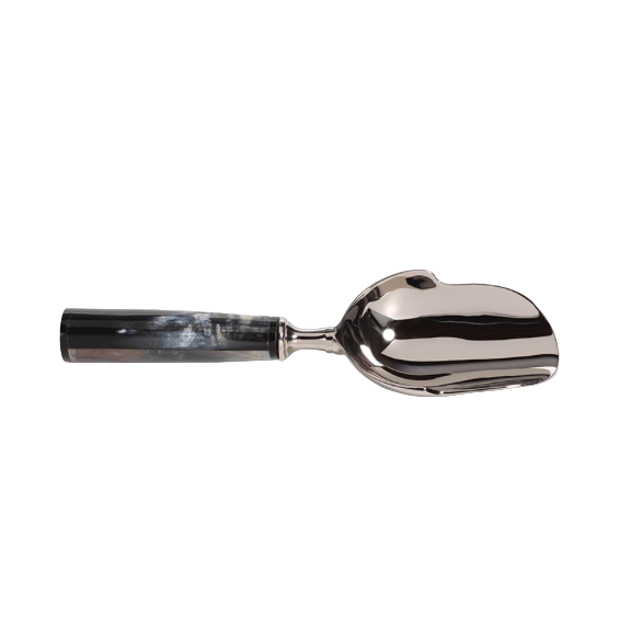 Polished Nickel Ice Scoop with Horn Handle