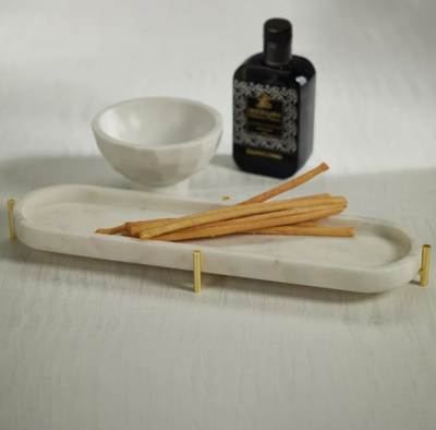 Palomar Marble Tray on Metal Stand