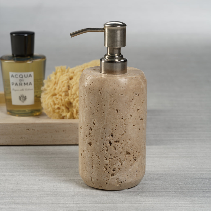 Travertine Marble Soap & Lotion Dispenser