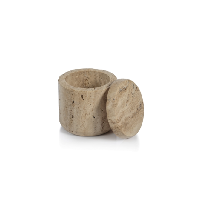 Travertine Marble Lidded Canister
