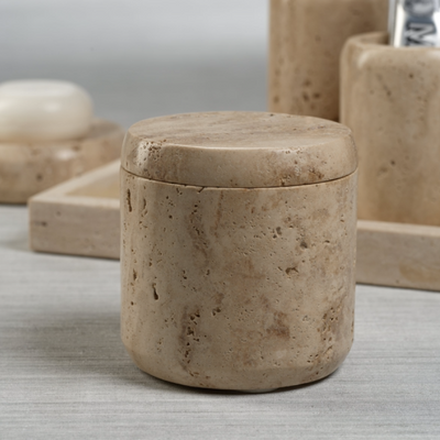 Travertine Marble Lidded Canister