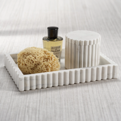 Camogli Scalloped White Marble Tray
